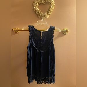 Sweet Wanderer WOMens Navy Blue Blouse Size Large